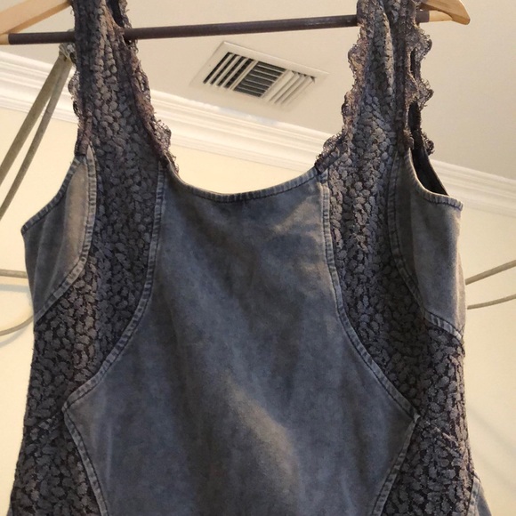 Free people grey stretch and lace dress - Picture 2 of 3